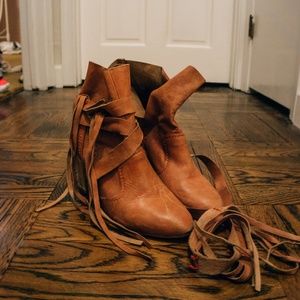 Free People Tan Leather Booties SIZE 7.5
